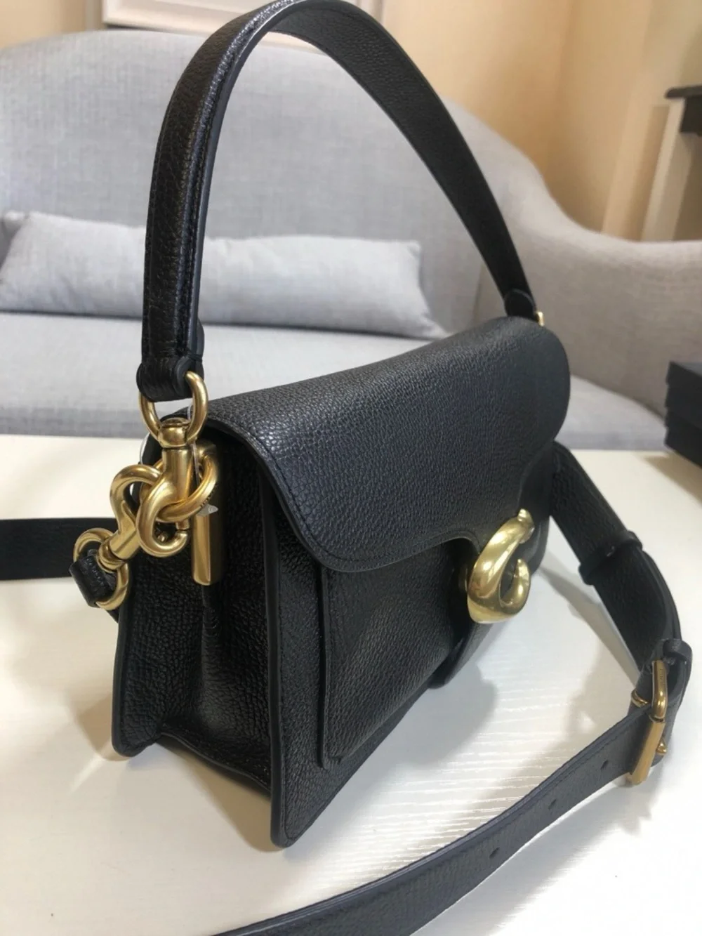 Coach Tabby Black Shoulder Bag Pebbled Leather Classic - Picture 6 of 9